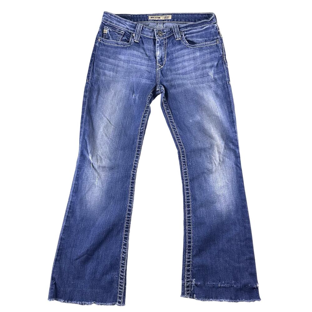 Big Star Jeans Size 30XL Bootcut Maddie Mid Rise Dark/Med Wash Distressed